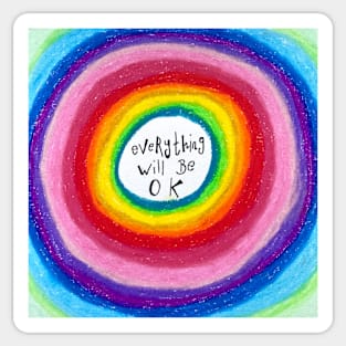 Everything will be Ok  Rainbow Mandala Sticker